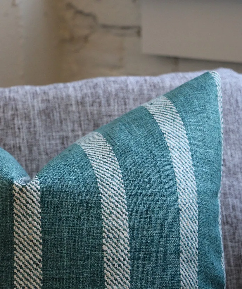 TROPIQUE Collection / Woven Green Blue Cushion Cover / 22x22 Blue Green Pillow & Other Sizes / Green Couch Pillow / Tropical Pillow