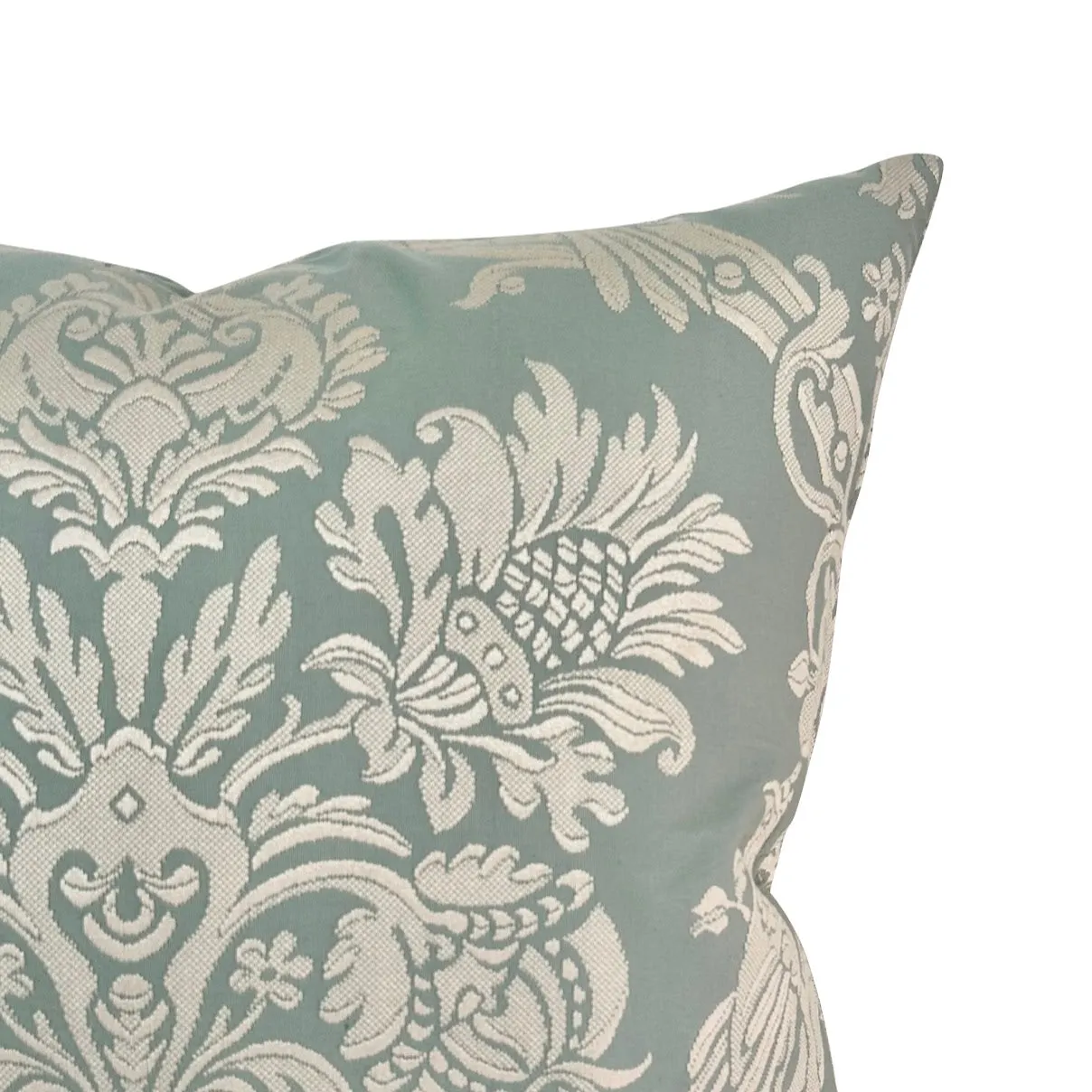 Turquoise Traditional Damask Throw Pillow Cover 24x24