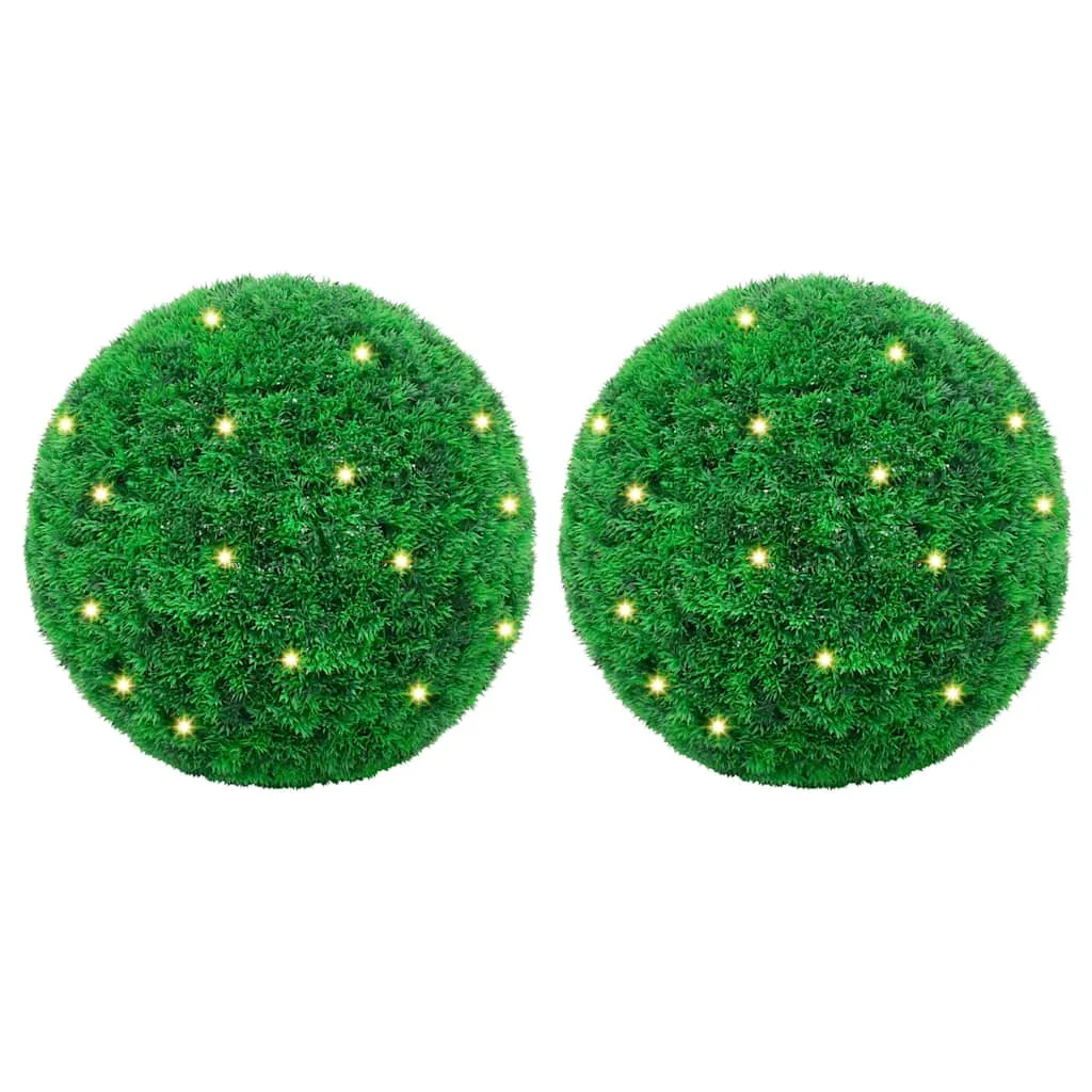 vidaXL Artificial Boxwood Balls with LED Lights 2 pcs Green 27 cm