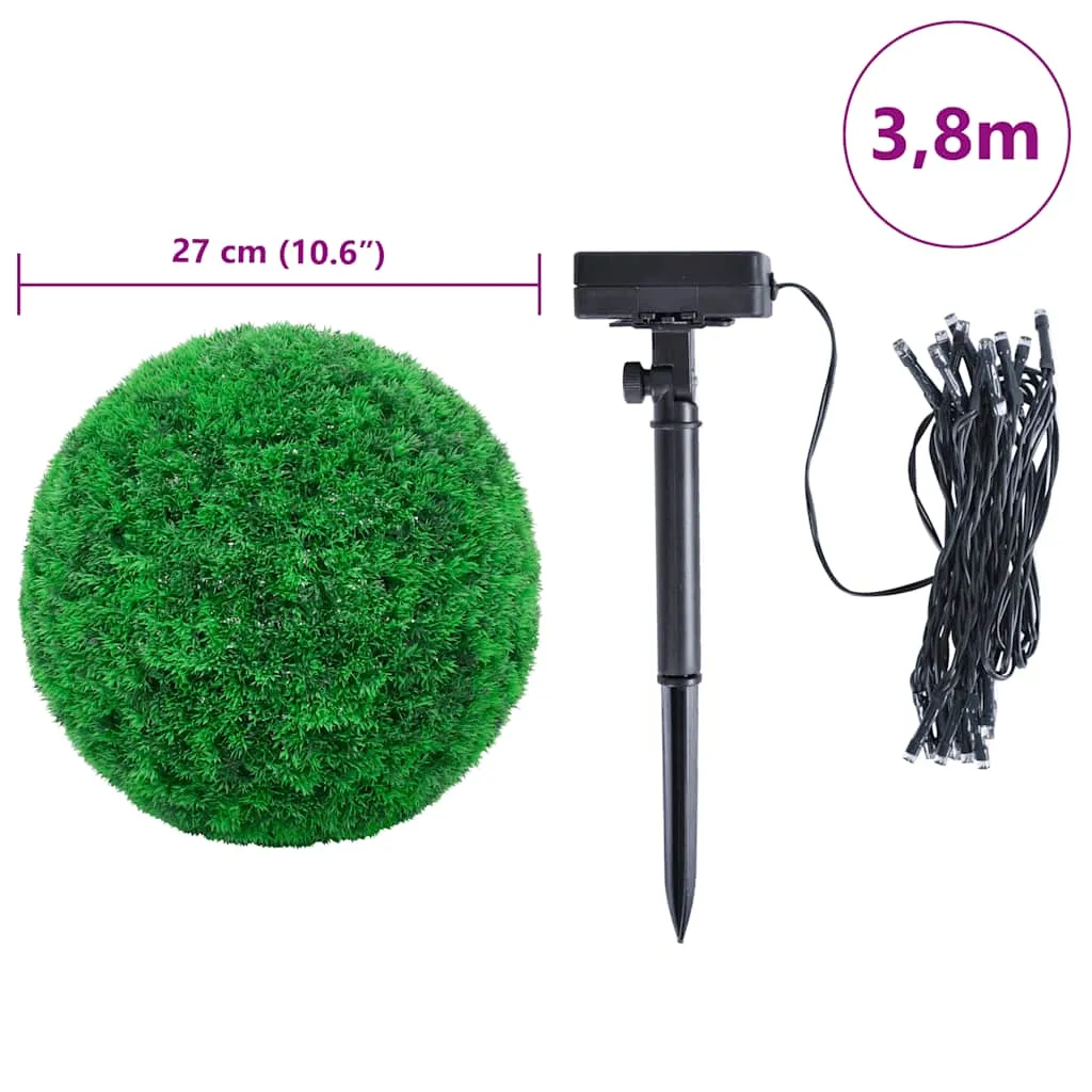 vidaXL Artificial Boxwood Balls with LED Lights 2 pcs Green 27 cm