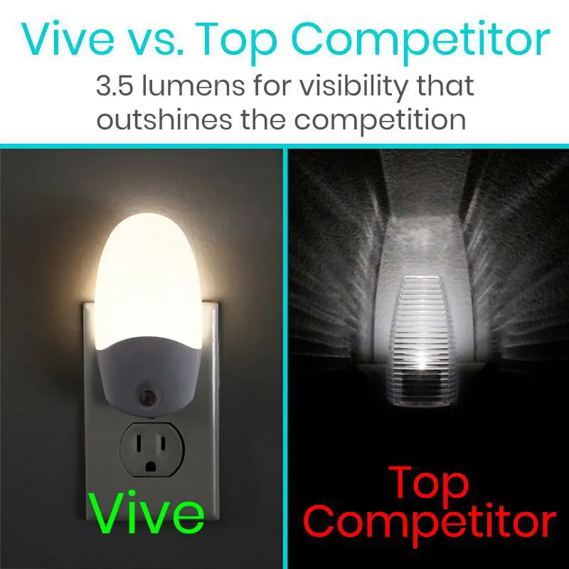 Vive Health Automatic LED Night Lights, 4 Pack - White