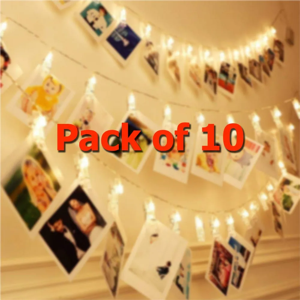 Warm White 10 LED Photo Clip String Light for Diwali and Christmas, Birthday Decoration