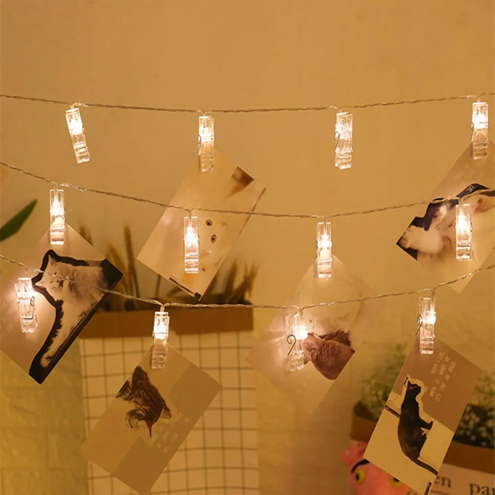 Warm White 10 LED Photo Clip String Light for Diwali and Christmas, Birthday Decoration