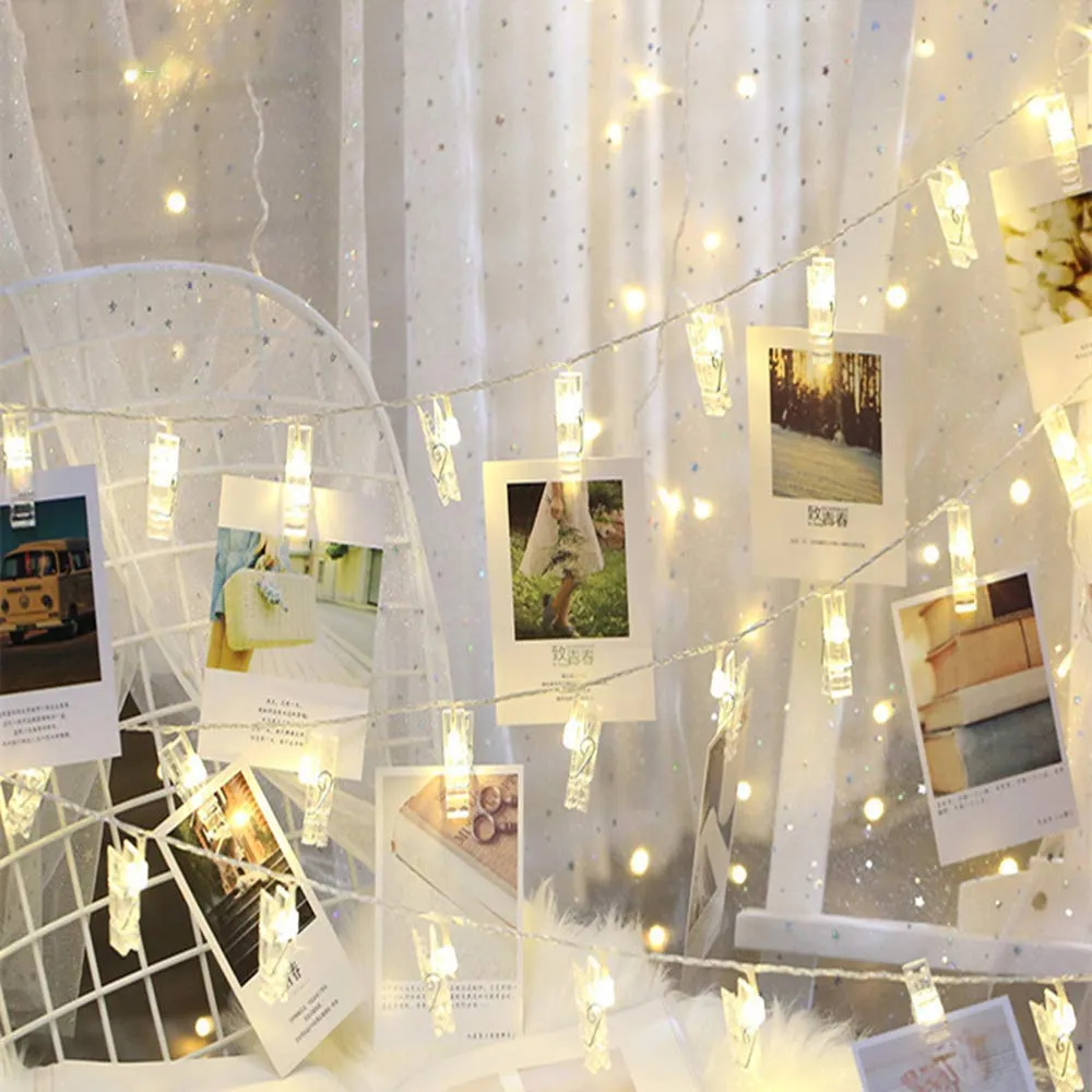 Warm White 10 LED Photo Clip String Light for Diwali and Christmas, Birthday Decoration