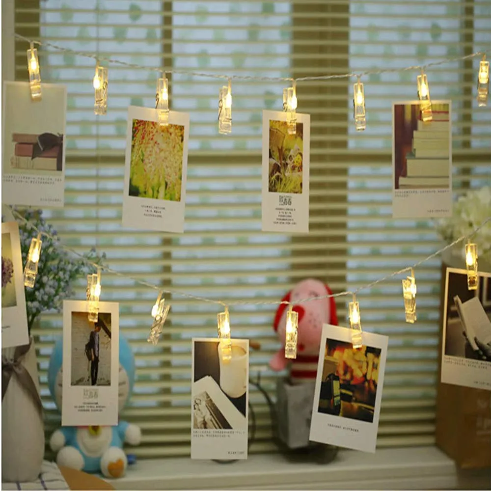 Warm White 10 LED Photo Clip String Light for Diwali and Christmas, Birthday Decoration