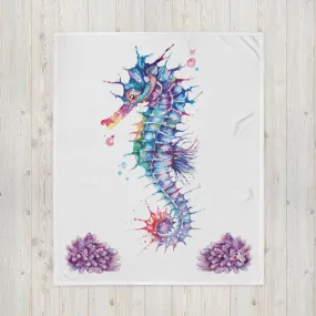 Watercolor Seahorse Throw Blanket