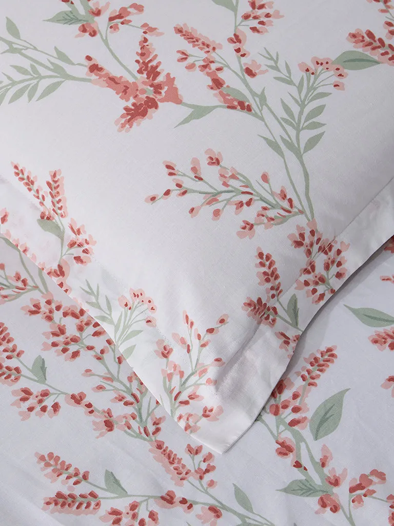 Westside Home Rust Foliage Print King Bed Fitted Sheet and Pillow Cover Set