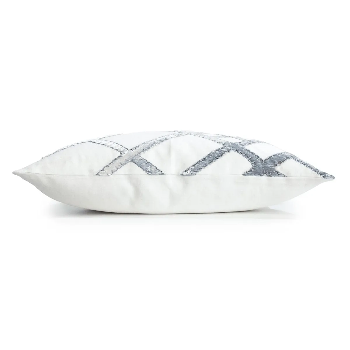 White & Steel Net Velvet Appliqué Pillow by Kevin O'Brien Studio