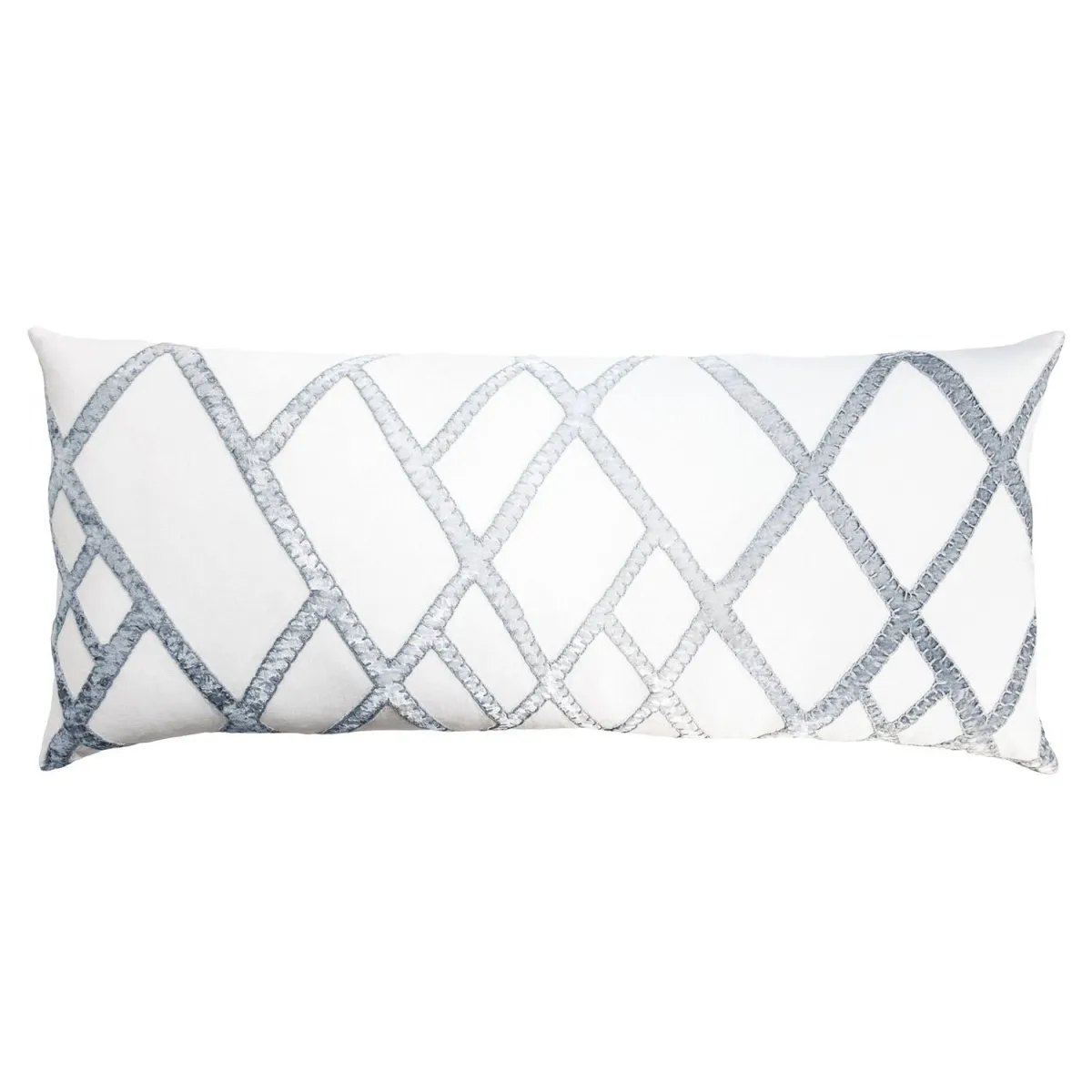 White & Steel Net Velvet Appliqué Pillow by Kevin O'Brien Studio