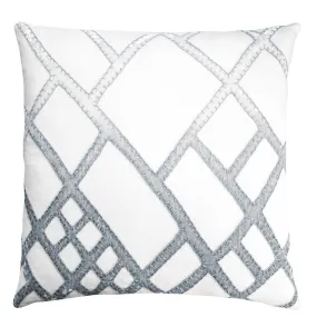 White & Steel Net Velvet Appliqué Pillow by Kevin O'Brien Studio