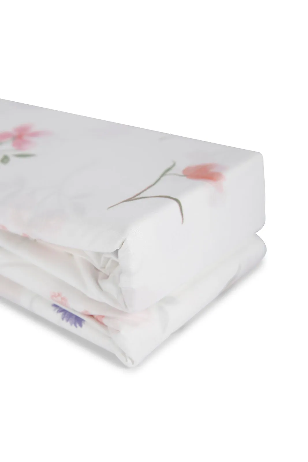 White Floral Print Flat Sheet 2 Piece Set (Single Size)