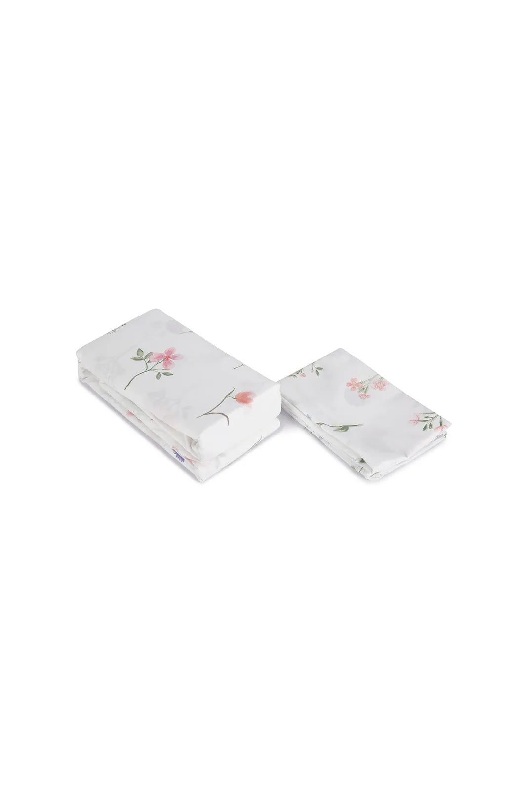 White Floral Print Flat Sheet 2 Piece Set (Single Size)