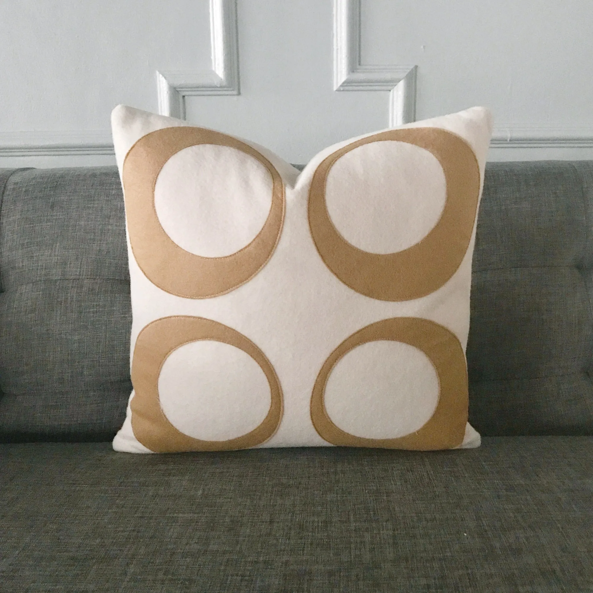 White Geometric Swirl Felt Throw Pillow Cover 16x16