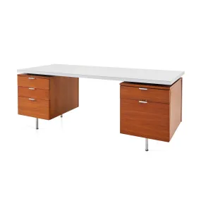 Wood Drawers   White Top MCM Desk