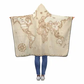 World Map Awd1348  Hooded Blanket 60"x50"