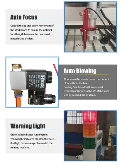 ZAC CO2 Laser Cutting Machine 300W Laser Cutter with 1300 x 2500mm Workbench Lightburn S&A Water Chiller